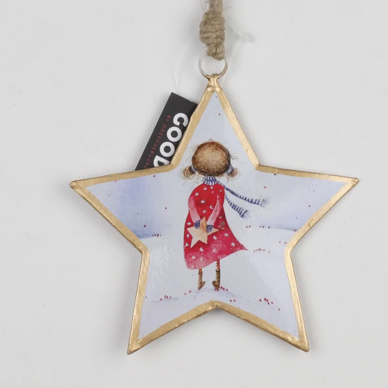 Star with print Metal Hanging 15cm