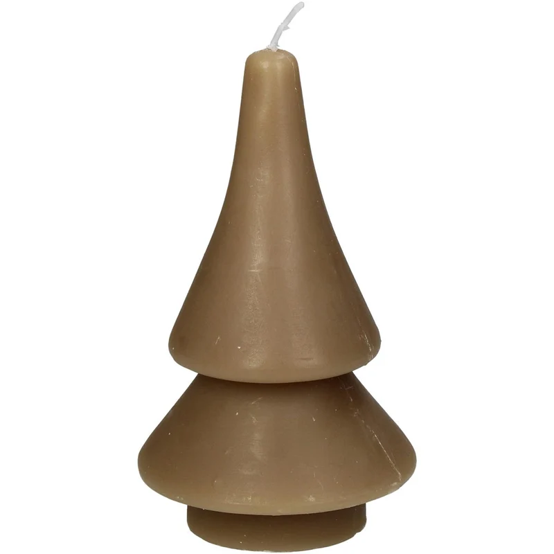 Candle Xmas Tree Wax Beige 7.5x7.5x14cm