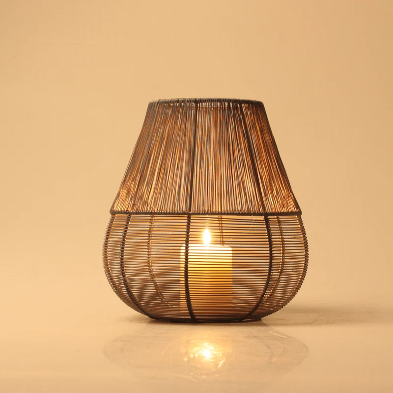 DRAADLANTAARN XL MILLER GRIJS/GOUD 22.5X22.5X24 CM