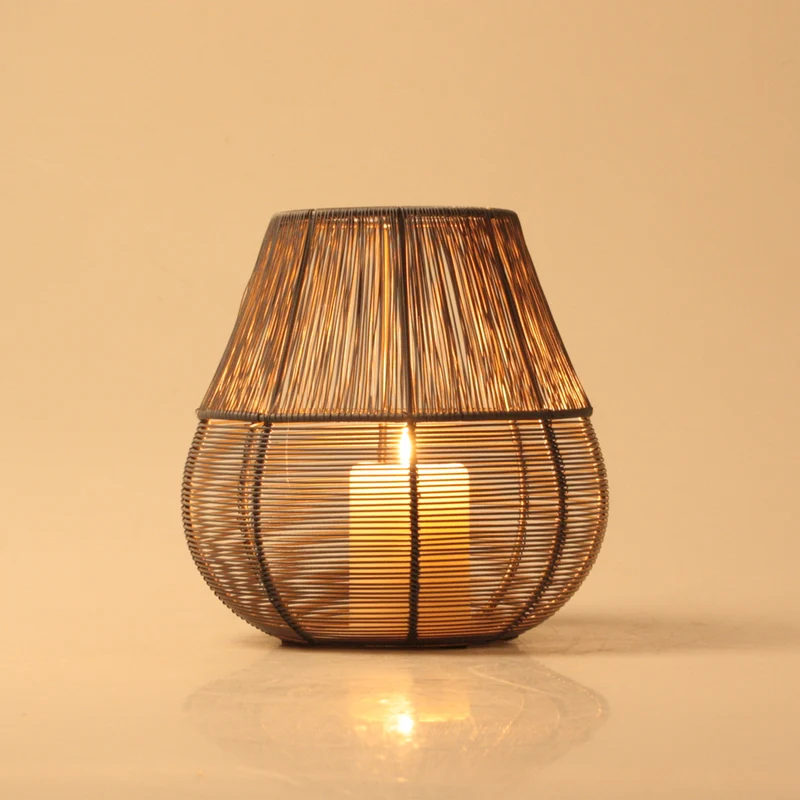 DRAADLANTAARN L MILLER GRIJS/GOUD 20X20X20.5 CM