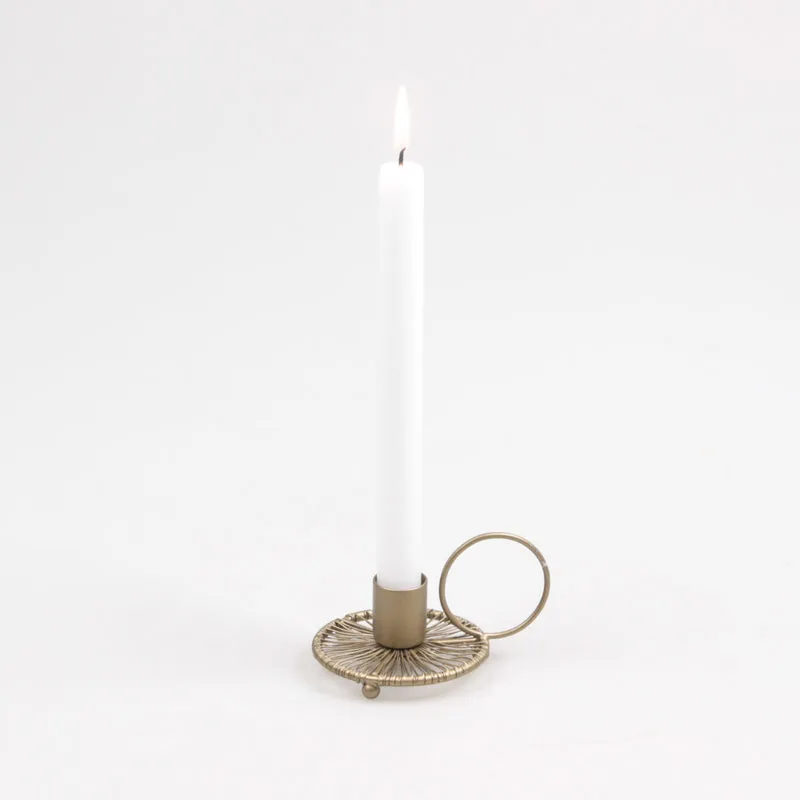 KAARSHOUDER DRAAD METAAL GOUD 11X8X6 CM