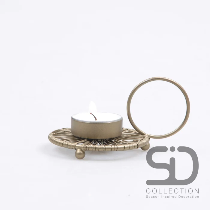 THEELICHTHOUDER DRAAD METAAL GOUD 11X8X6 CM