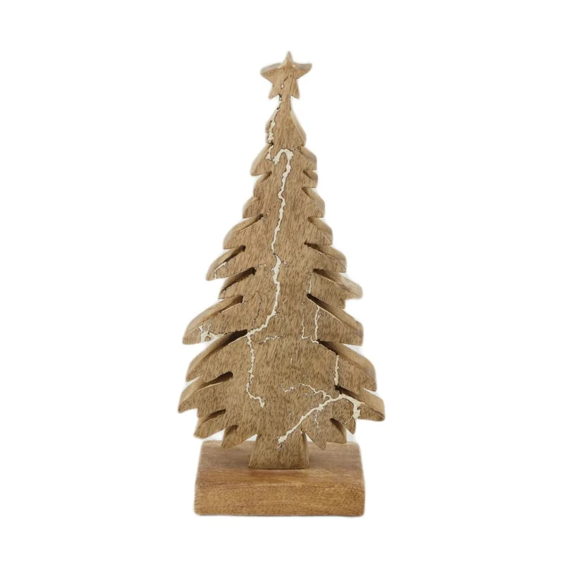 Tree mango wood 11x6x22cm Natural/White