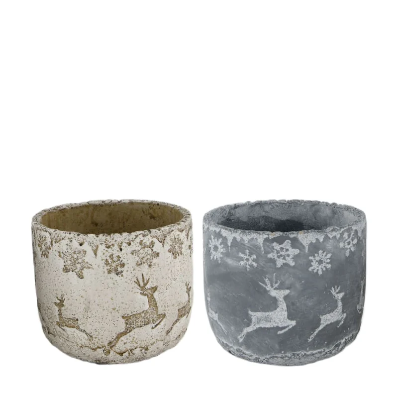 Planter cement 15.5x15.5x13.5cm 2 Mixed grey