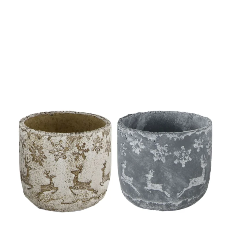 Planter cement 12.5x12.5x11cm 2 Mixed grey