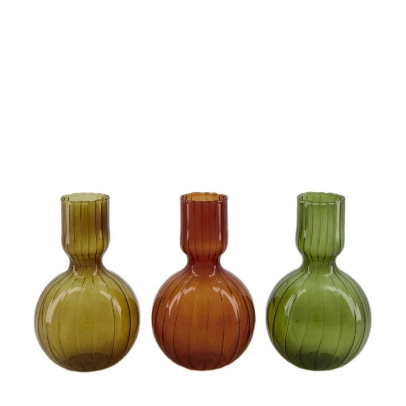 Vase glass 10x10x16.5cm 3 Green mix