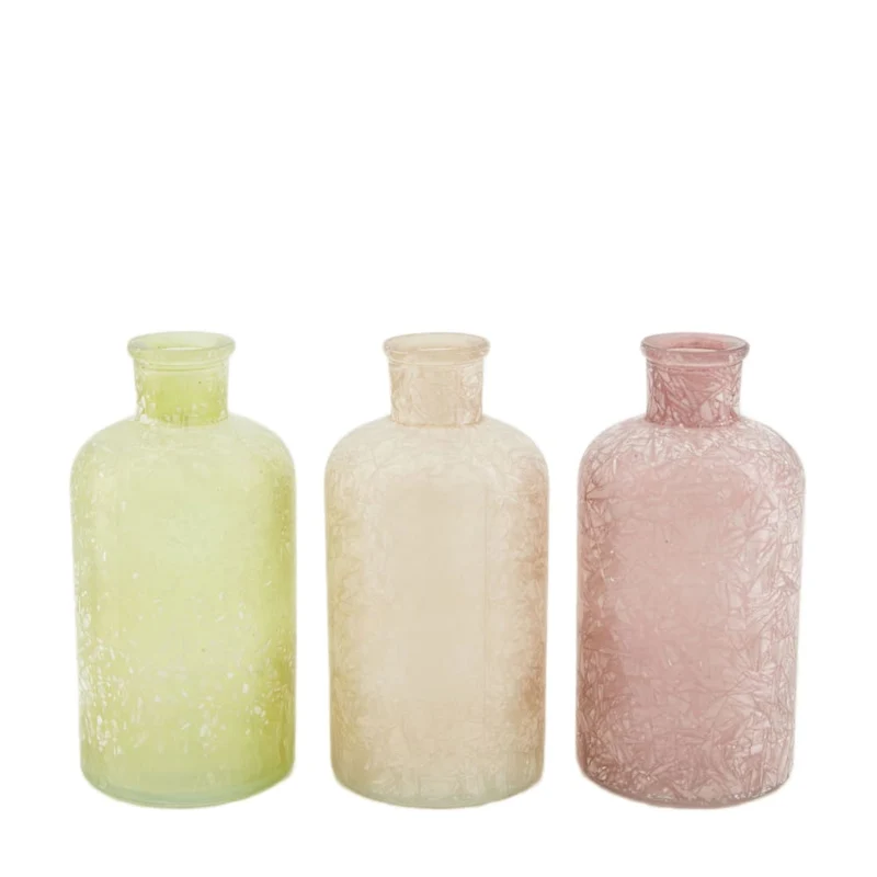 Bottle glass 8x8x16cm 3 Mixed pink