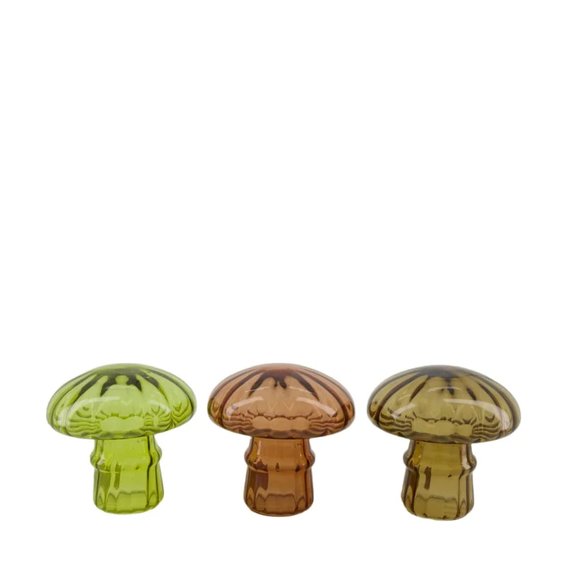 Mushroom glass 15x15x15cm 3 Mixed brown