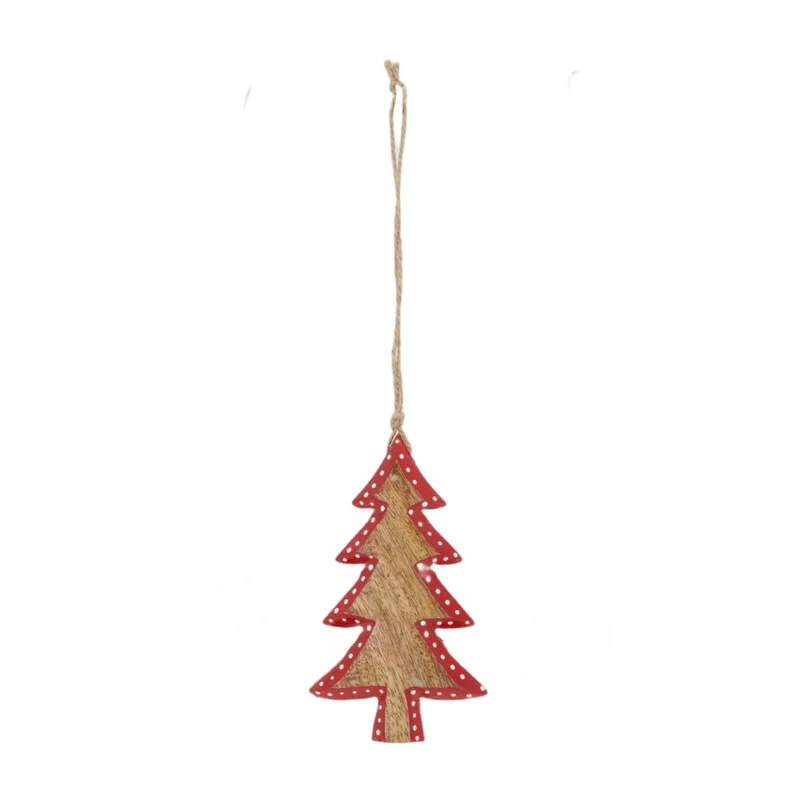 Hanger tree mango wood 8x14x1.5cm Natural/Red