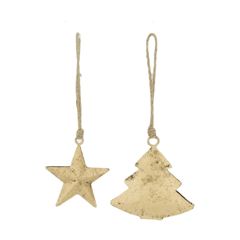 Hanger star /tree metal 10x5x10cm 2 Antique gold mixed