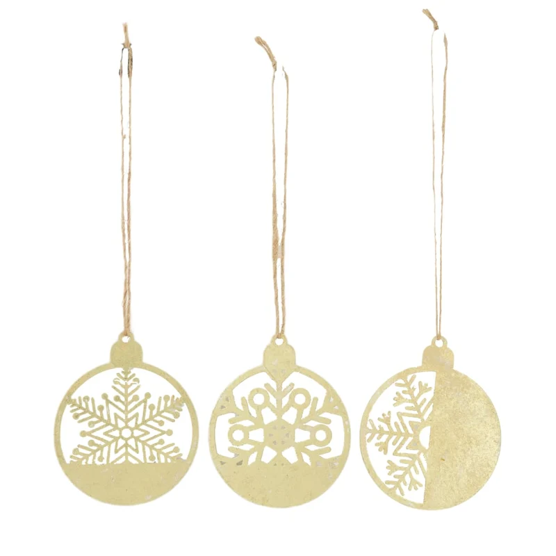 Hanger snowflake metal 9x0.1x11cm 3 Mix Gold