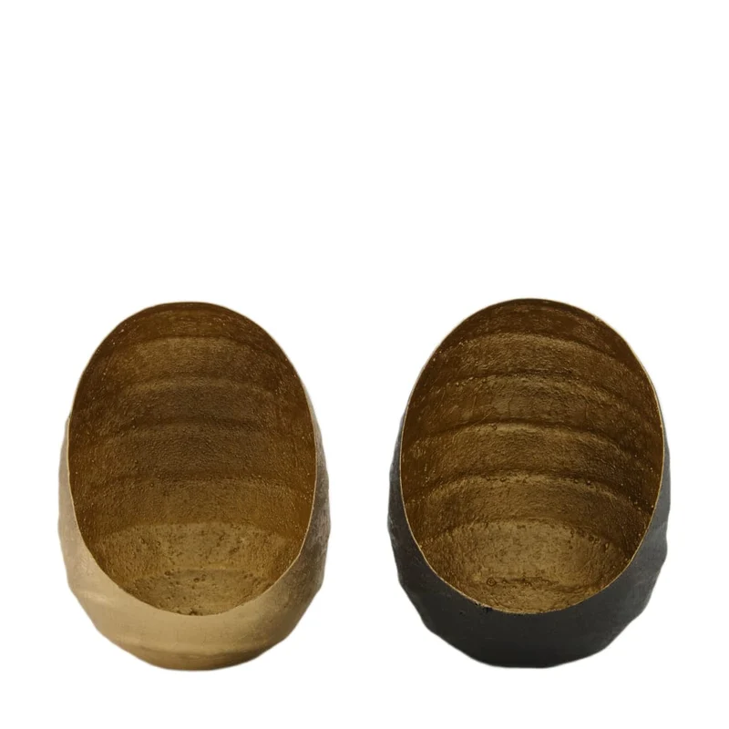 Tealight holder metal 12x14x17cm 2 Black/Gold mix