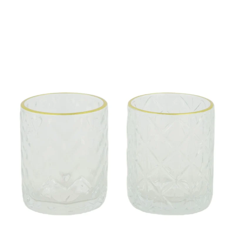 Tealight holder glass 8.5x8.5x10cm 2 Transparent mix