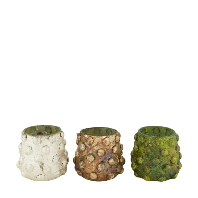 Tealight holder glass 7x9x9cm 3 Mixed