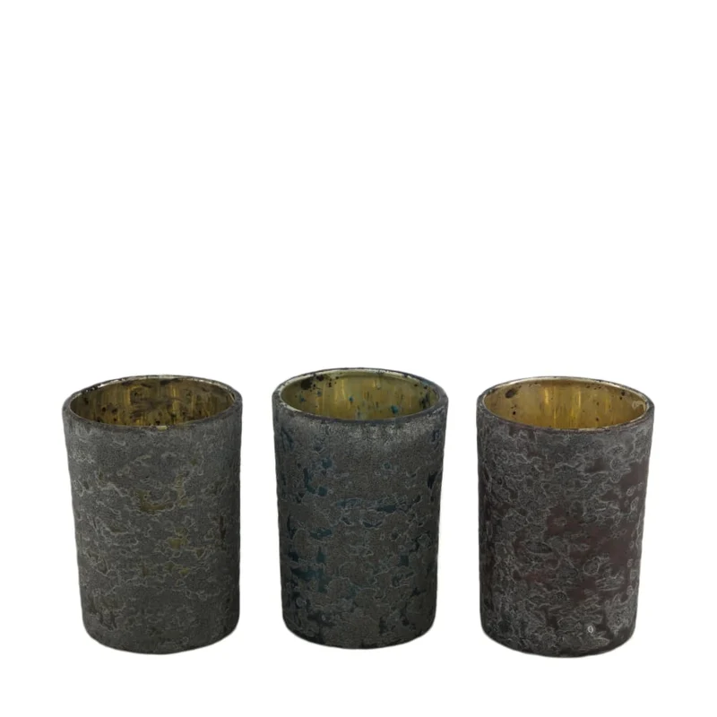 Tealight holder glass 6x6x8cm 3 Mixed