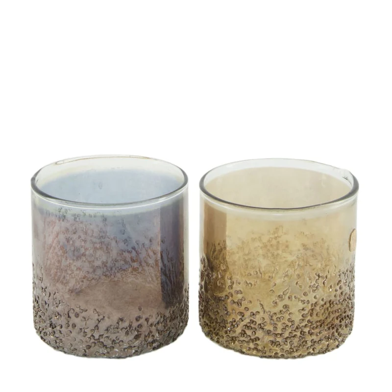 Tealight holder glass 10x10x10cm 2 Mixed