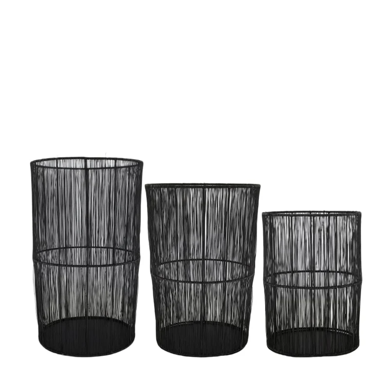 Set/3 Lantern oval metal 28x22x48cm Black