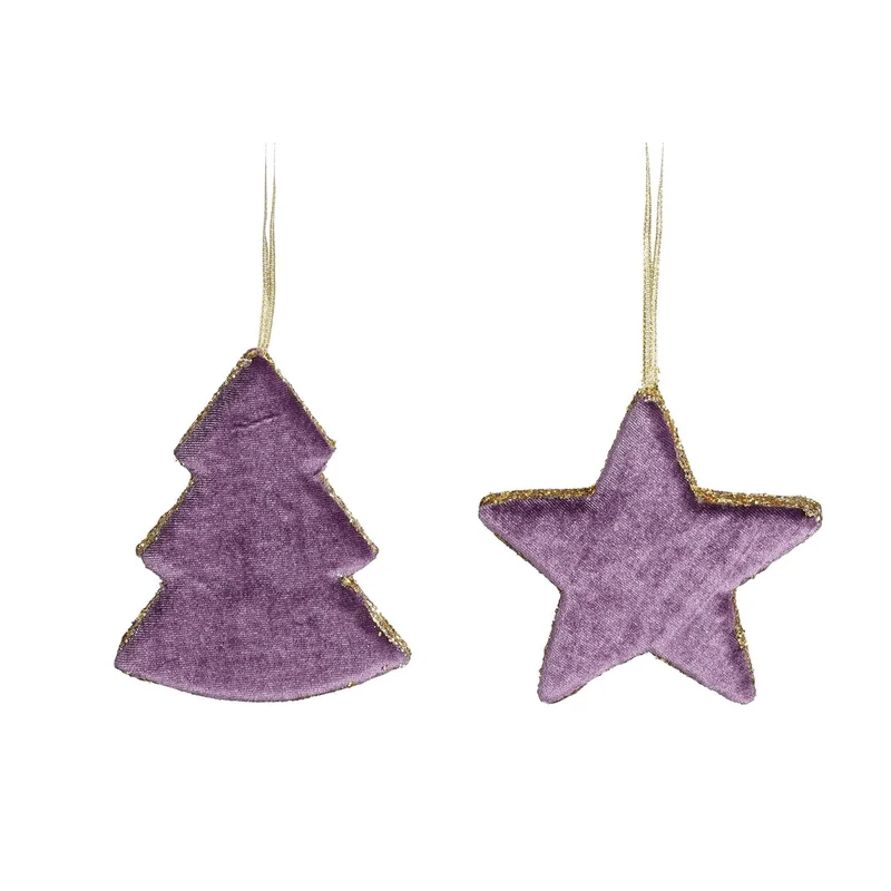 Ornament ster boom paars 2 assorti - l12,5xb10,5xh2cm