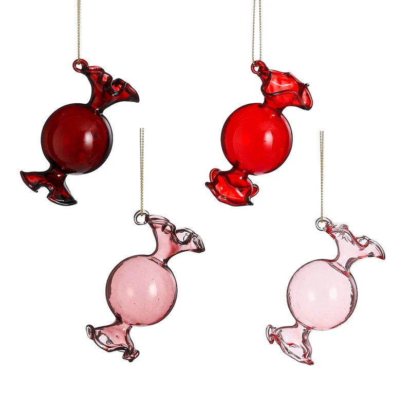 Ornament snoep d.rood rood bruin roze 4 assorti - b4xh7,5cm
