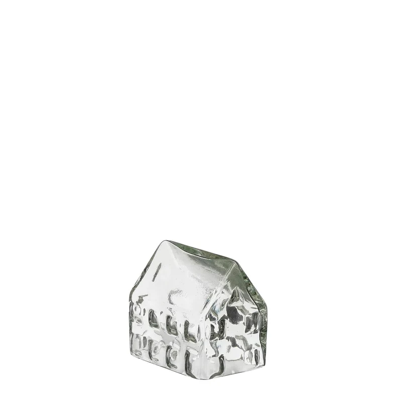 Huis recycled glas - l8,5xb6,5xh7,5cm