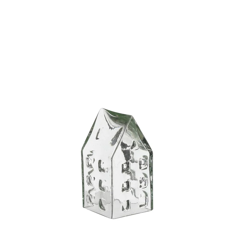 Huis recycled glas - l6,5xb6,5xh11,5cm
