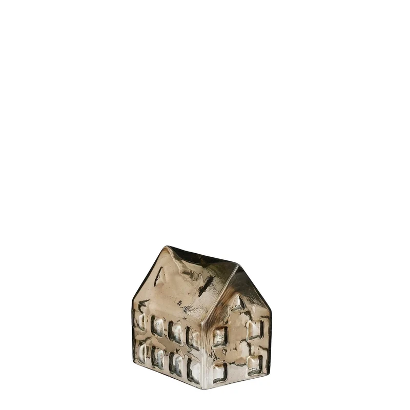 Huis grijs recycled glas - l8,5xb6,5xh7,5cm