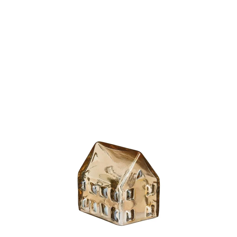 Huis goud recycled glas - l8,5xb6,5xh7,5cm