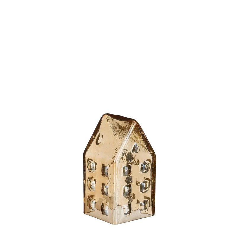 Huis goud recycled glas - l6,5xb6,5xh11,5cm