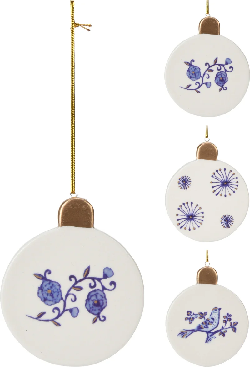 BAL HANGDECO DELFT BLAUW 10CM 3 ASSORTIE