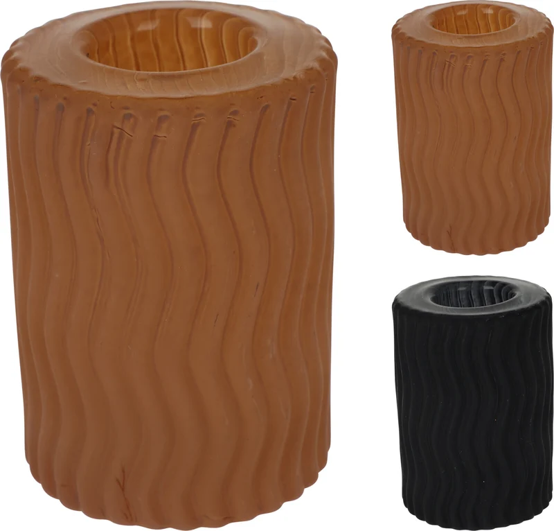 KANDELAAR VAN GLAS D5 H7CM 2 ASSORTIE KLEUREN