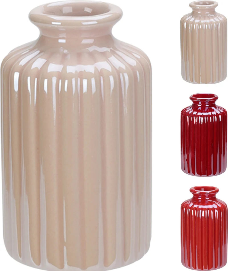 VAAS MET RELIEF ELECTROPLATED D6 H10CM 3 ASSORTIE KLEUR