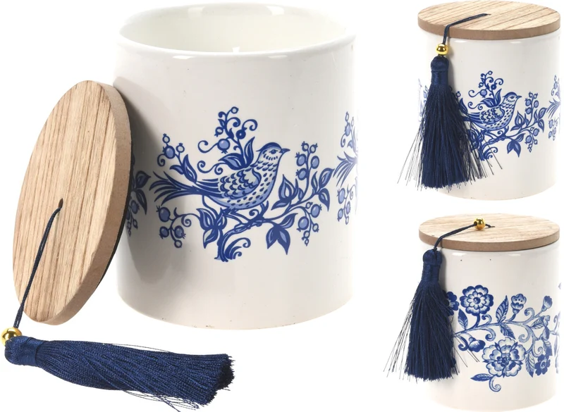 KAARS IN POT DELFT BLAUW D9 H10CM 2 ASSORTIE