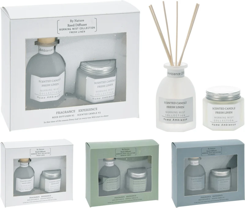 GEURSET DIFFUSER EN GEURKAARS ''BY NATURE''