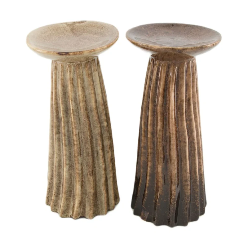 Candle holder ceramic 9.9x9.9x21cm 2 Mixed brown