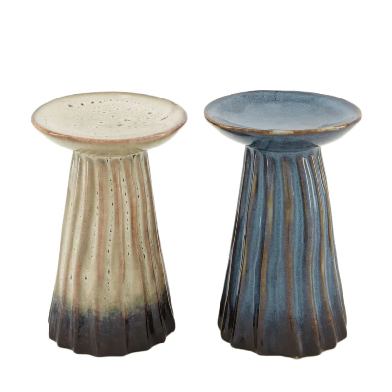 Candle holder ceramic 8x8x11.9cm 2 Mixed grey