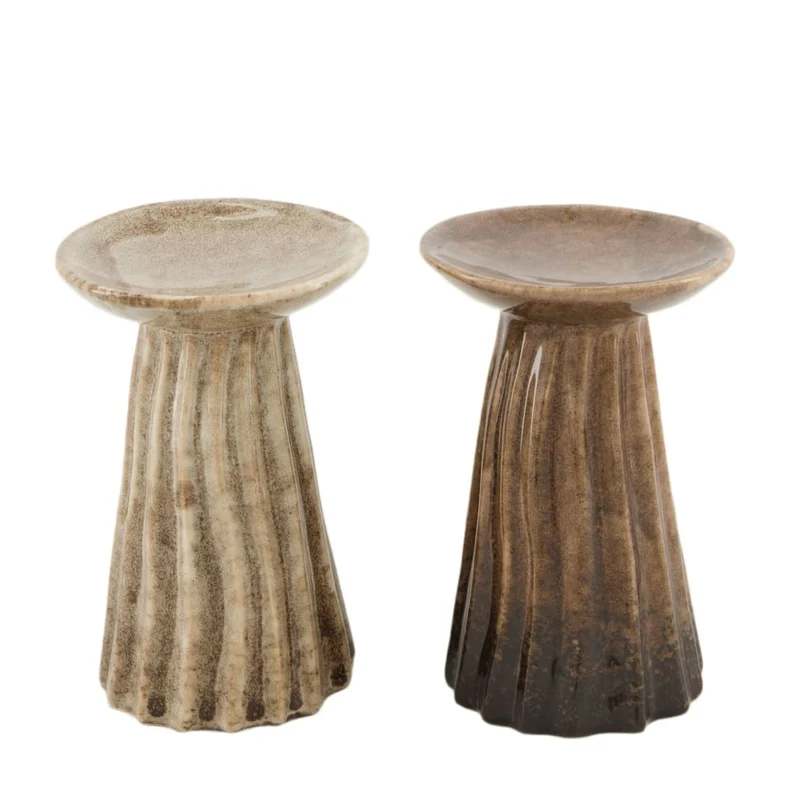 Candle holder ceramic 8x8x11.9cm 2 Mixed brown