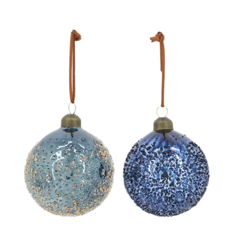 Bauble glass 8x8x8cm 2 Mixed grey