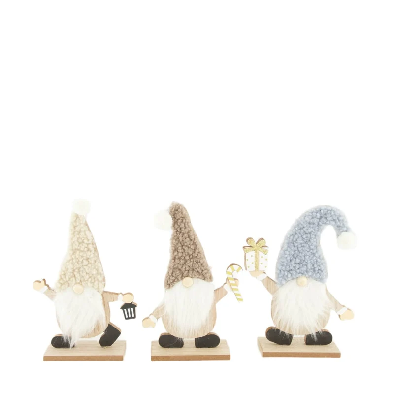 Gnome mdf on stand 17x5x21cm 3 Mixed brown