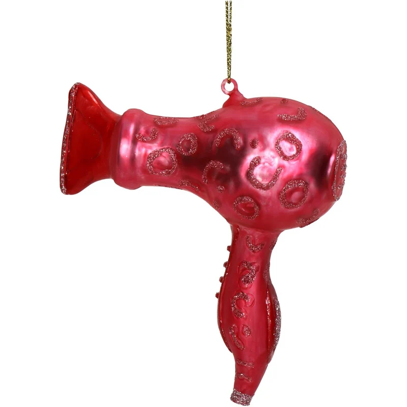 Ornament Hair Dryer Glass Pink 10.8cm