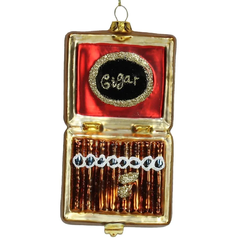 Ornament Cigars Glass Red 12.7cm