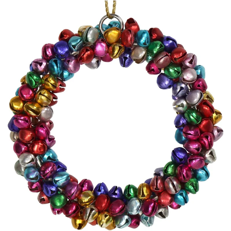 Ornament Bells Wreath Metal Multi 9cm
