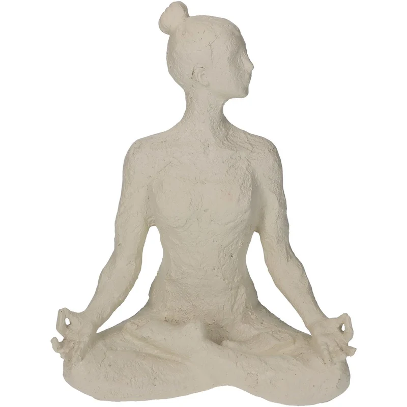 Ornament Woman Yoga Polyresin Ivory 17.8x11x23.5cm
