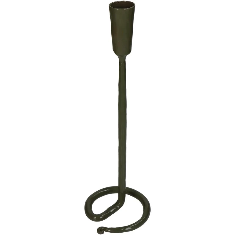 Candle Stick Iron Green 9x9x29cm