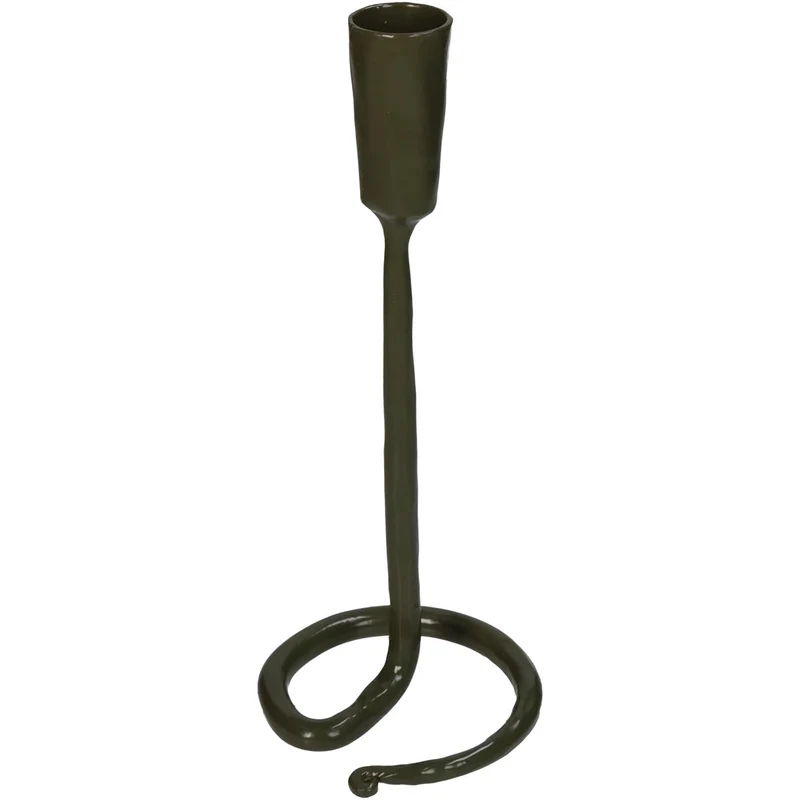 Candle Stick Iron Green 9x9x23cm