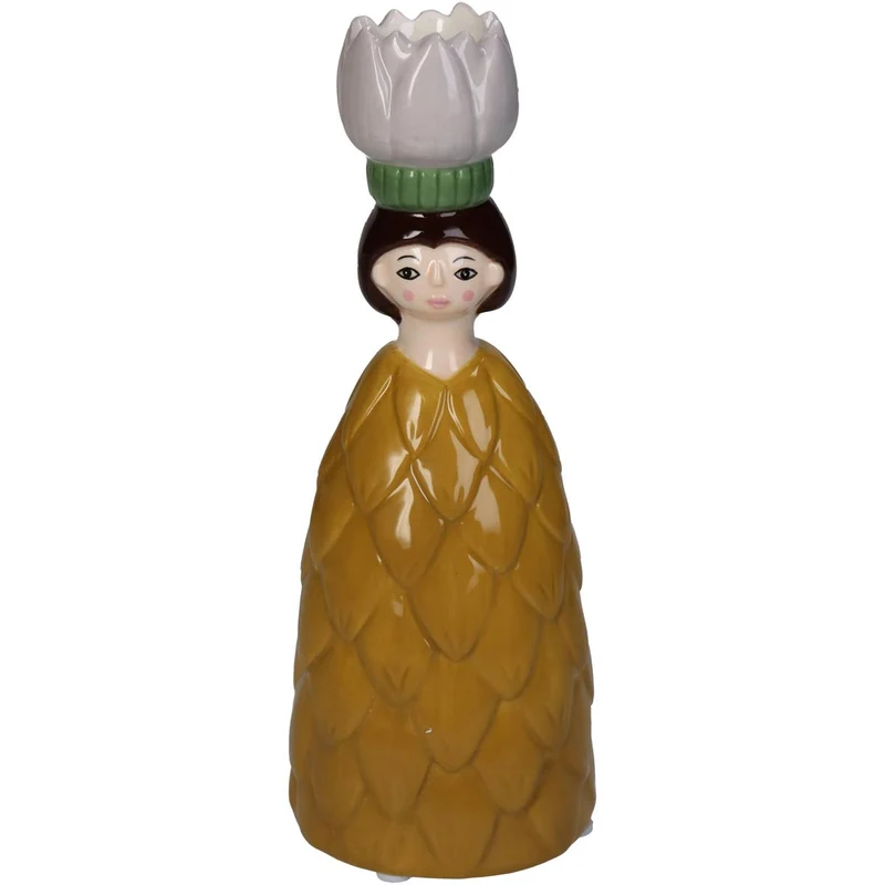 Candle Stick Flower Girl Dolomite Ochre 6.4x6.8x18cm