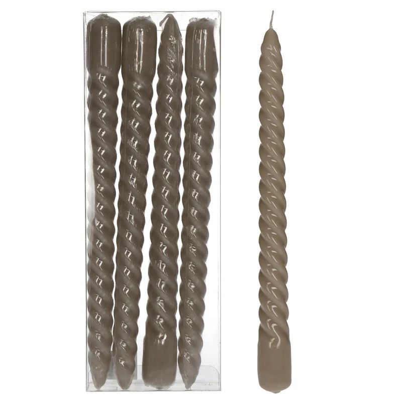 Candle Glossy Wax Grey 7.8x2.5x26cm BOX/4