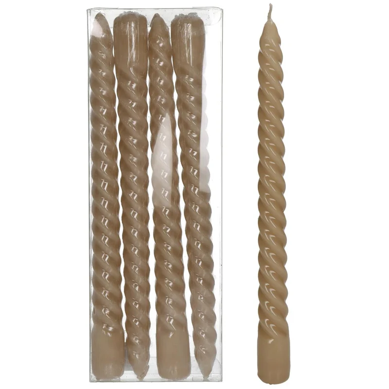 Candle Glossy Wax Beige 7.8x2.5x26cm BOX/4