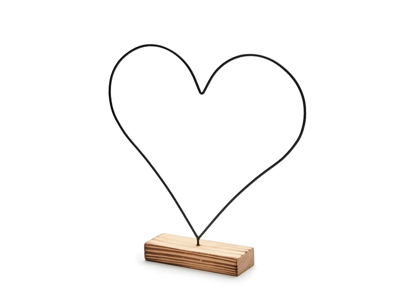 Metal heart on base 34cm black
