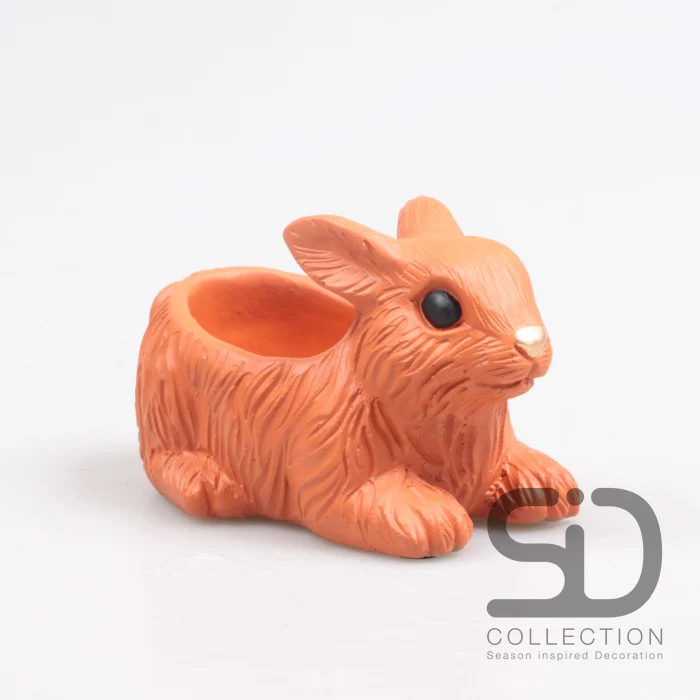 KONIJN MET PLANTER CEMENT 13.5X7.5X8 CM STEENROOD