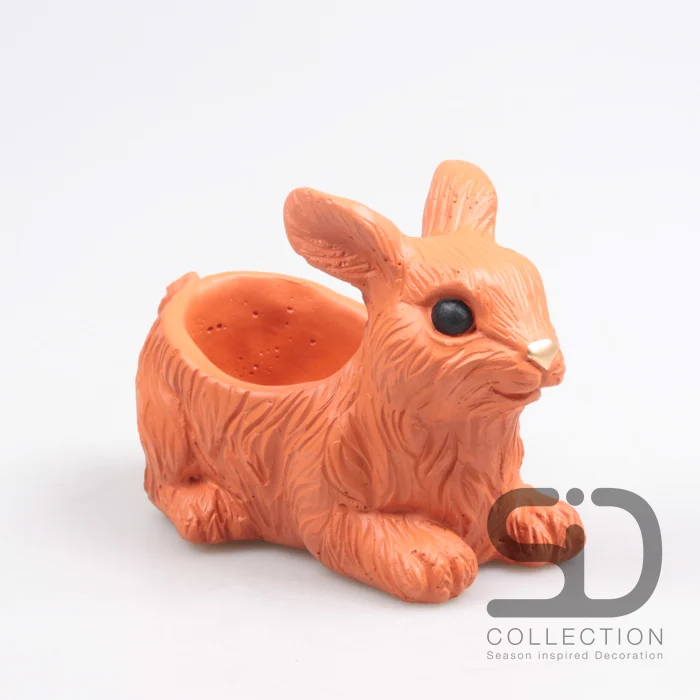 KONIJN MET PLANTER CEMENT 17.5X10X12 CM STEENROOD